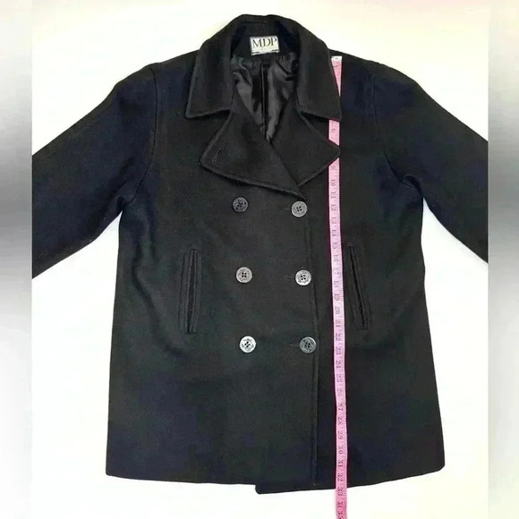 MDP Mario De Pinto Women’s Wool Blend Black Pea Coat Double Breasted Size- XL - Picture 3 of 9